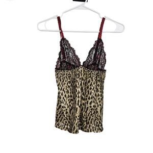 Roberto Cavalli Donna Cami Lingerie Red Black Lace Leopard Print NWT Sz 44/US 8